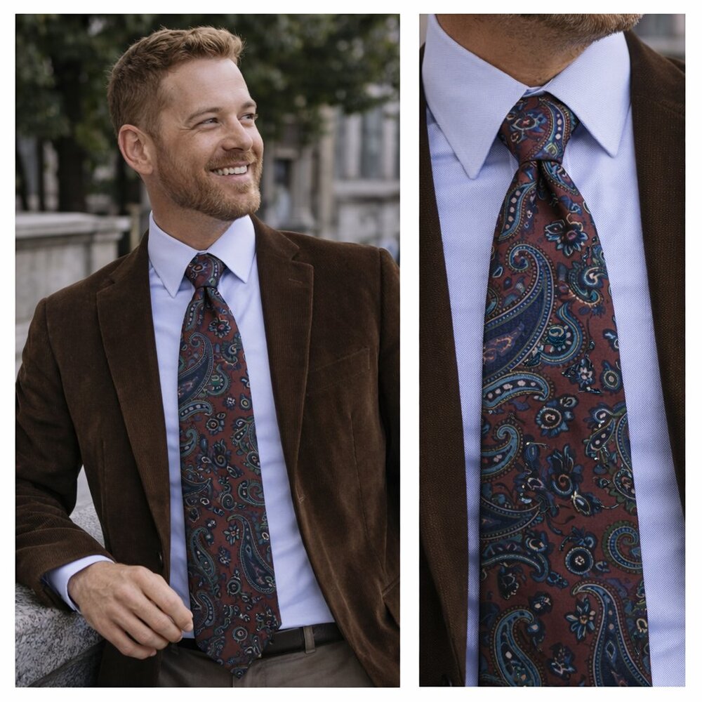 🤎 Vintage Mallory & Church London Silk Tie | Classic Paisley